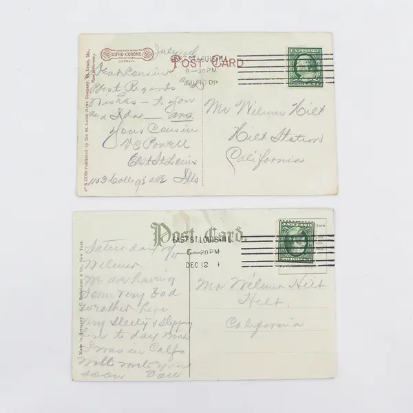 Lot Of 2 Vintage 1909 Park Litho Postcards Indianapolis St Louis Wilmer Hilt