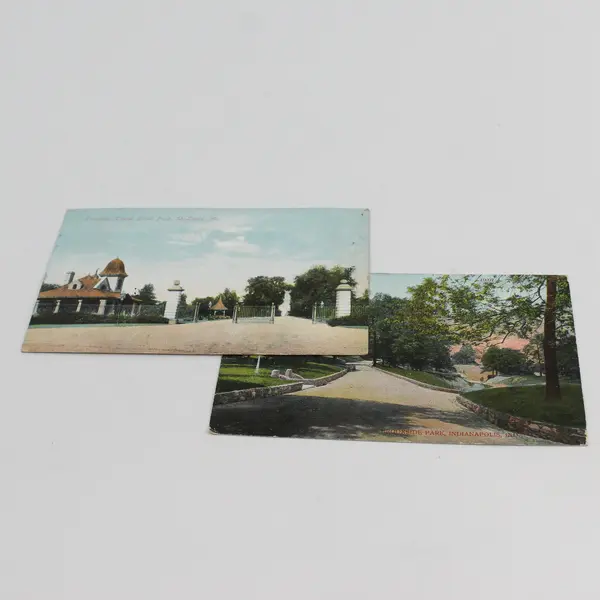 Lot Of 2 Vintage 1909 Park Litho Postcards Indianapolis St Louis Wilmer Hilt