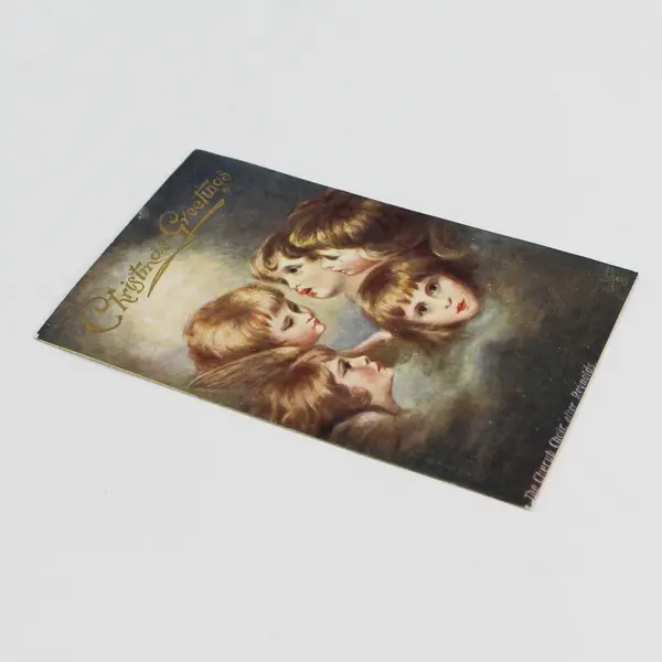 1909 Christmas Greetings Cherub Choir Angel Heads Reynolds Postcard Tuck & Sons