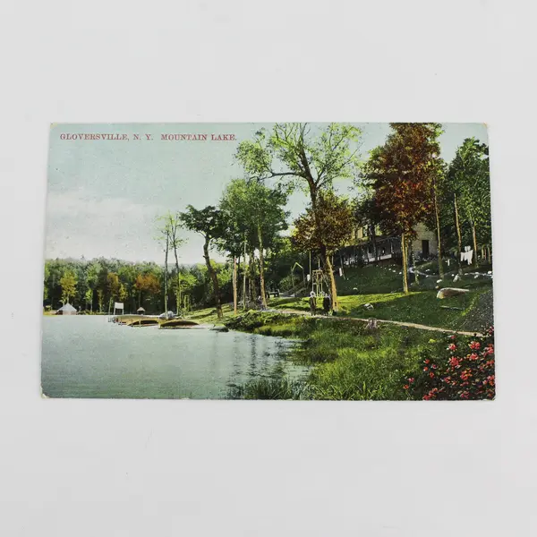 Vintage Mountain Lake Gloversville New York Litho Postcard CS Woolworth 1910s