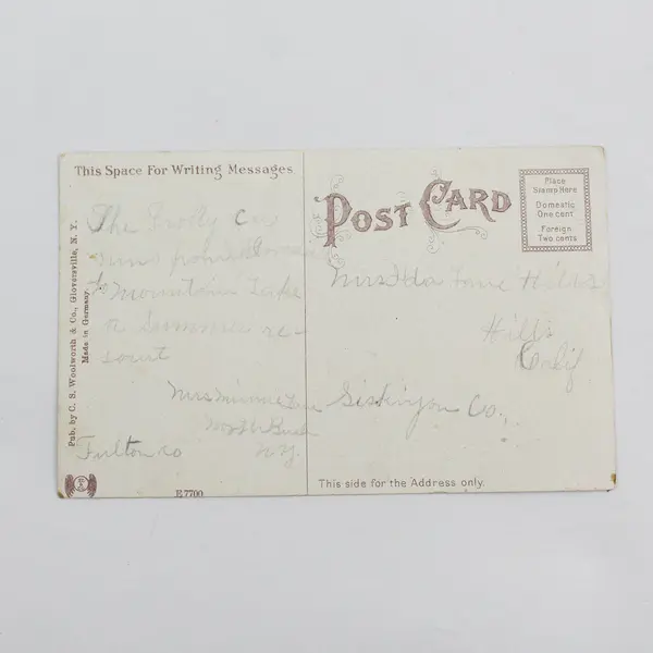 Vintage Mountain Lake Gloversville New York Litho Postcard CS Woolworth 1910s