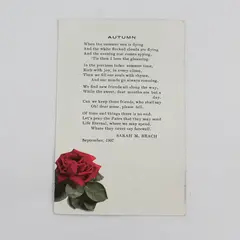 Vintage Autumn 1907 Greeting Card Sarah M Beach Poem Rose