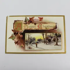 1911 A Happy Christmas Snowy Scene Embossed Postcard Davidson Bros