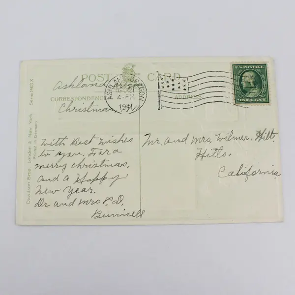 1911 A Happy Christmas Snowy Scene Embossed Postcard Davidson Bros