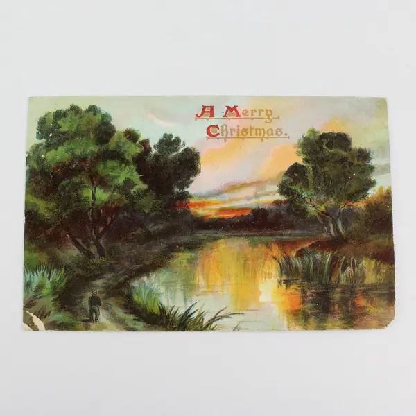 Vintage 1911 A Merry Christmas River Scene Embossed Postcard Tuck & Sons
