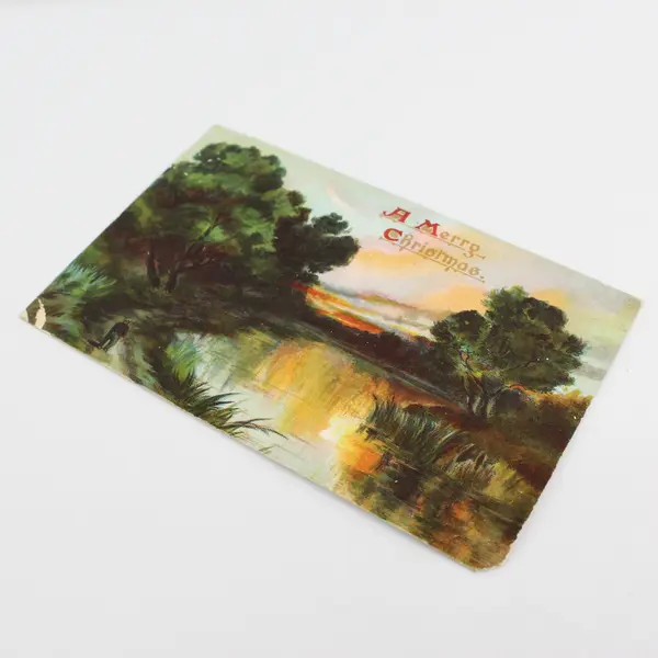 Vintage 1911 A Merry Christmas River Scene Embossed Postcard Tuck & Sons