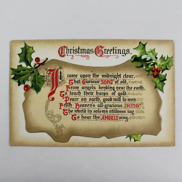 1910 Christmas Greetings Poem Embossed Postcard Hornbrook California Postmark