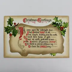 1910 Christmas Greetings Poem Embossed Postcard Hornbrook California Postmark