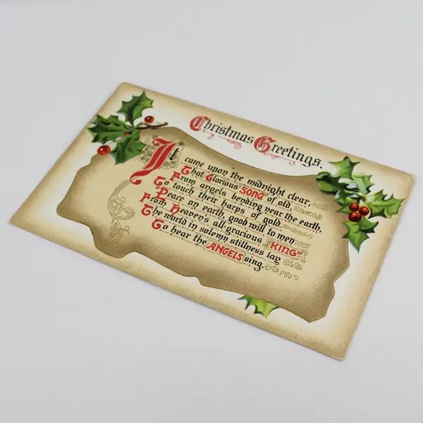 1910 Christmas Greetings Poem Embossed Postcard Hornbrook California Postmark