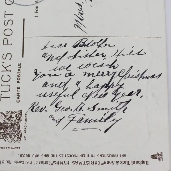 1910 Christmas Greetings Poem Embossed Postcard Hornbrook California Postmark