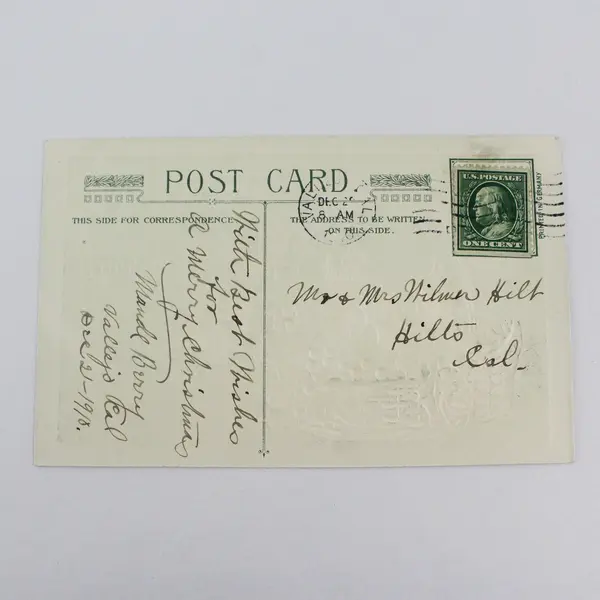Vintage 1910 I Wish You A Merry Christmas Holly Embossed Postcard John Winsch
