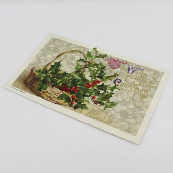 Vintage 1910 I Wish You A Merry Christmas Holly Embossed Postcard John Winsch
