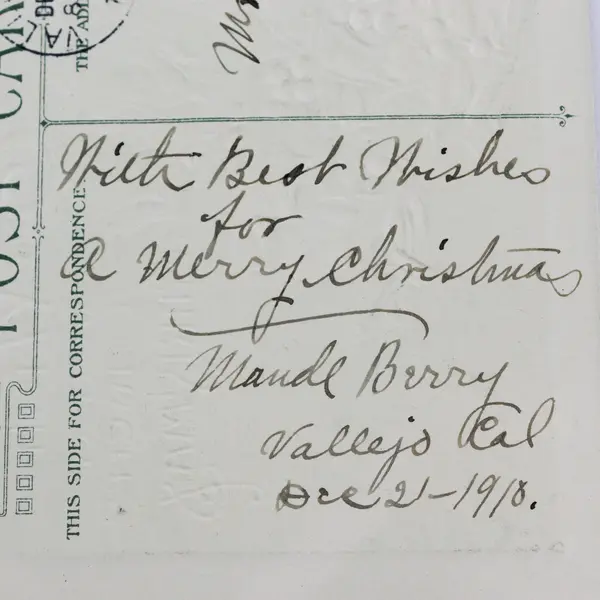 Vintage 1910 I Wish You A Merry Christmas Holly Embossed Postcard John Winsch