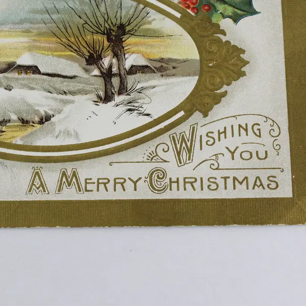 Vintage 1911 Wishing You A Merry Christmas Holly Snow Scene Embossed Postcard 