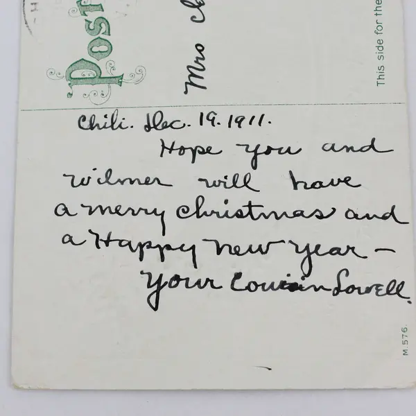 Vintage 1911 Wishing You A Merry Christmas Holly Snow Scene Embossed Postcard 