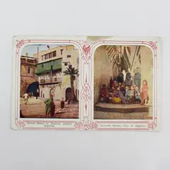 Vintage 1915 Algiers Algeria Street Scene Two Views Color Litho Postcard