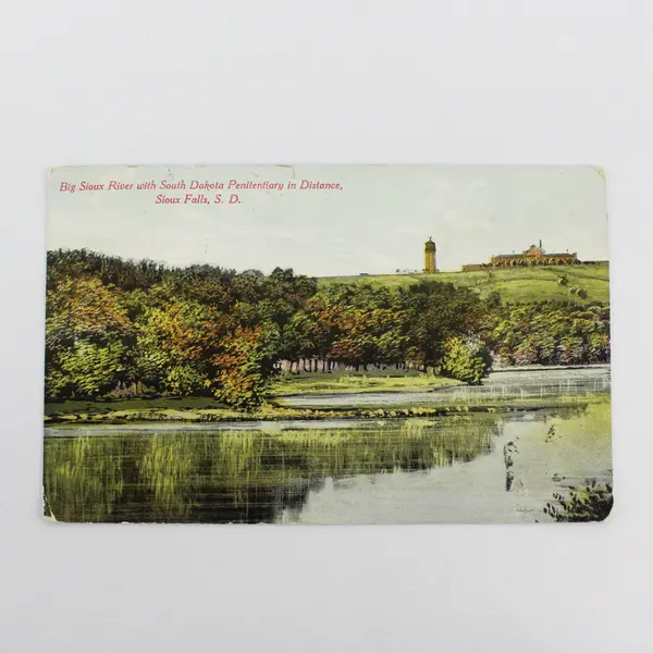 Big Sioux River With South Dakota Penitentiary Sioux Falls Litho Postcard 1911