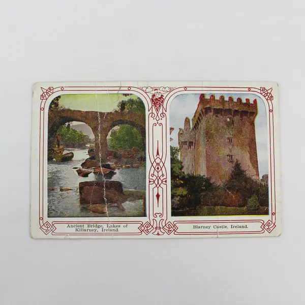 Vintage 1913 Ireland Two Views Blarney Castle Killarney Bridge Litho Postcard