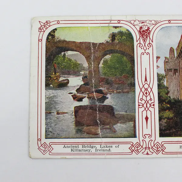 Vintage 1913 Ireland Two Views Blarney Castle Killarney Bridge Litho Postcard