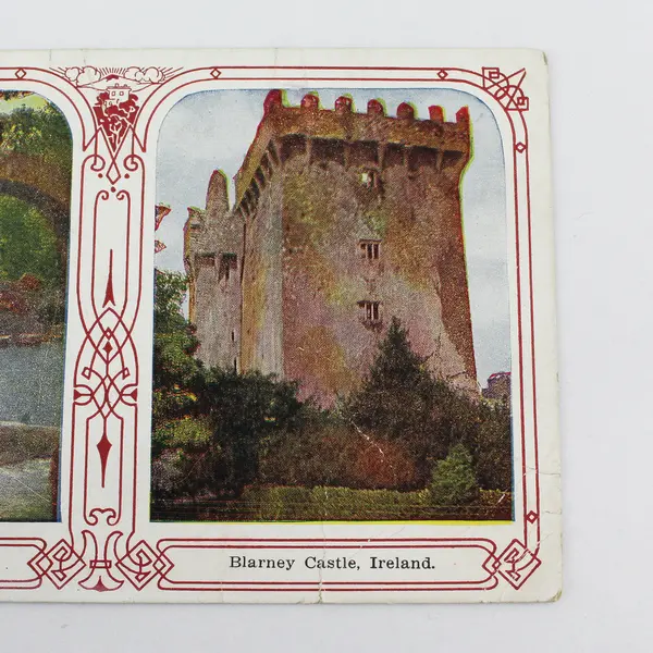 Vintage 1913 Ireland Two Views Blarney Castle Killarney Bridge Litho Postcard