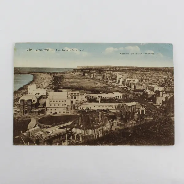 Vintage 1910s Dieppe France Birds Eye View Panorama Litho Postcard
