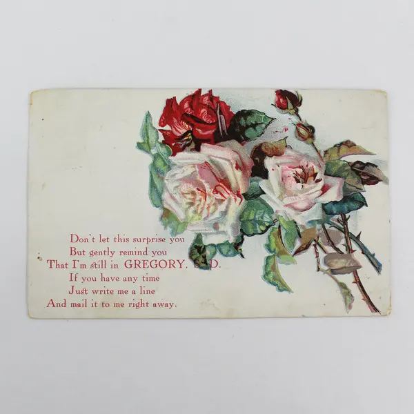 Vintage 1909 Gregory South Dakota Rose Bouquet Embossed Greeting Postcard