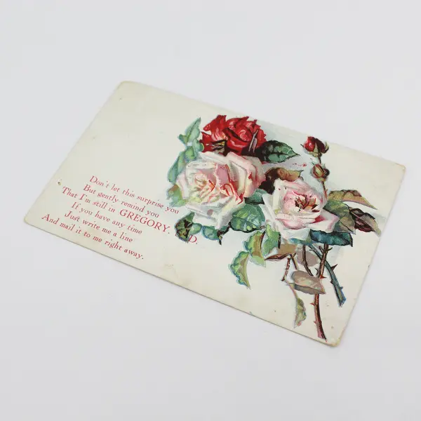 Vintage 1909 Gregory South Dakota Rose Bouquet Embossed Greeting Postcard