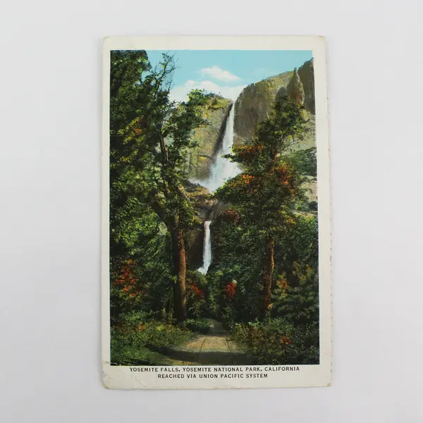 Vintage 1935 Yosemite Falls Union Pacific Railroad System Litho Postcard