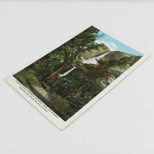 Vintage 1935 Yosemite Falls Union Pacific Railroad System Litho Postcard