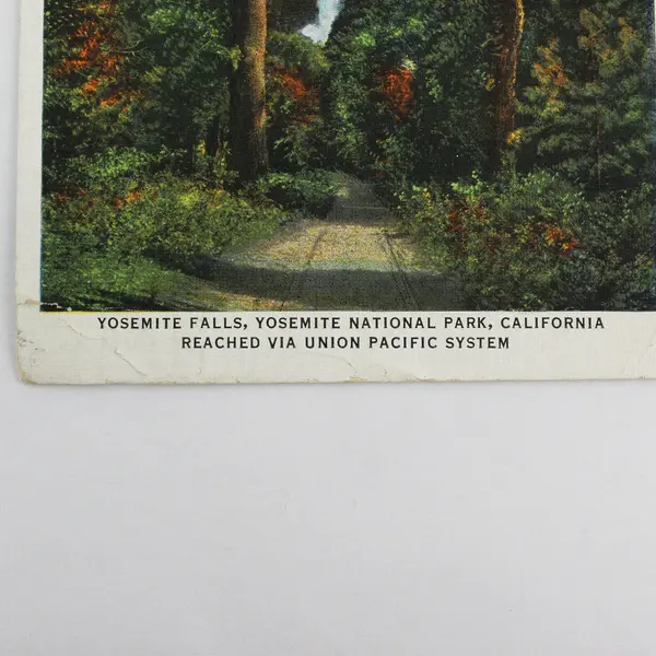Vintage 1935 Yosemite Falls Union Pacific Railroad System Litho Postcard