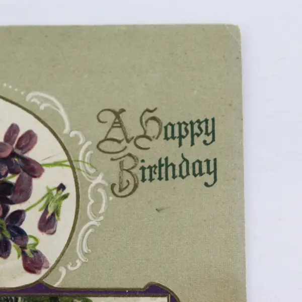 Vintage A Happy Birthday Violets Embossed Postcard John Winsch 1918