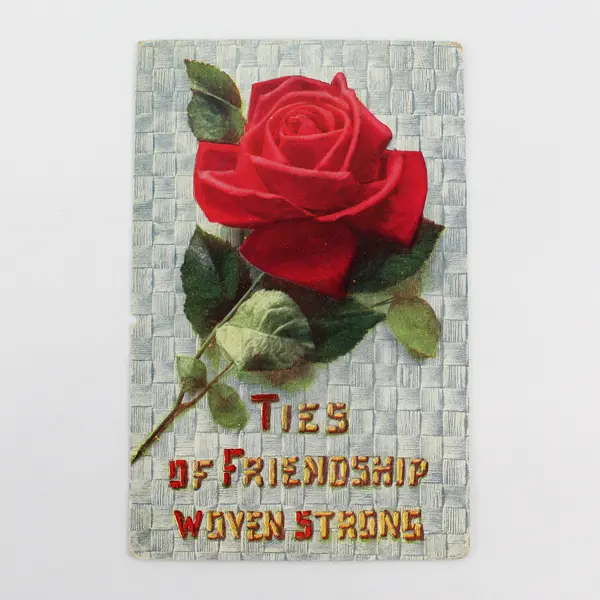 Vintage Ties Of Friendship Woven Strong Rose Postcard 1912