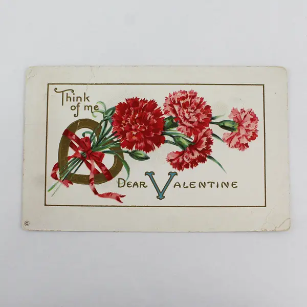 Vintage Think Of Me Dear Valentine Carnations Postcard 1914