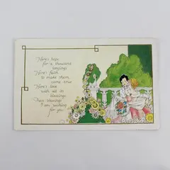 Vintage Hope For A Thousand Longings Romantic Couple Embossed Postcard 1910s