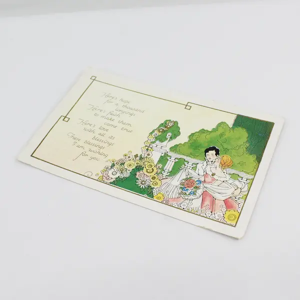 Vintage Hope For A Thousand Longings Romantic Couple Embossed Postcard 1910s