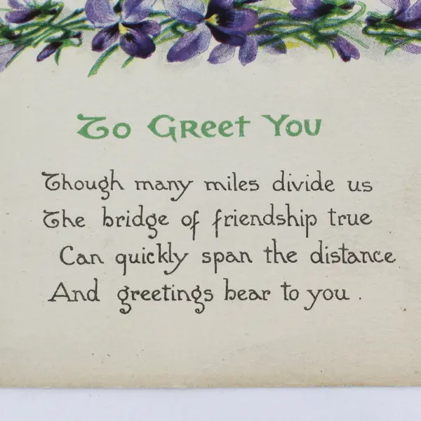 Vintage To Greet You Violets & Landscape Greetings Card Postcard 1914