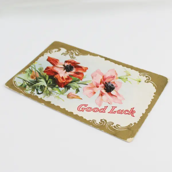 Vintage 1910s Good Luck Flowers Embossed Greeting Card Postcard 