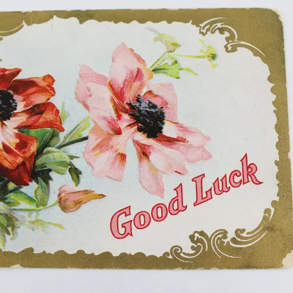Vintage 1910s Good Luck Flowers Embossed Greeting Card Postcard 