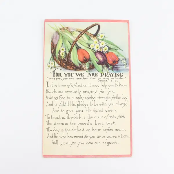 Vintage 1910s For You We Are Praying Flower Bouquet Postcard