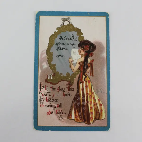 Vintage Hold To The Mirror Hidden Meaning Greeting Postcard 1912 Dwig 