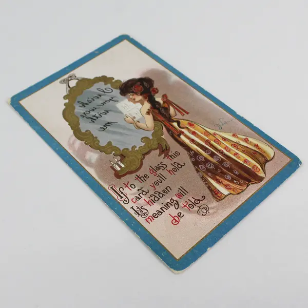 Vintage Hold To The Mirror Hidden Meaning Greeting Postcard 1912 Dwig 