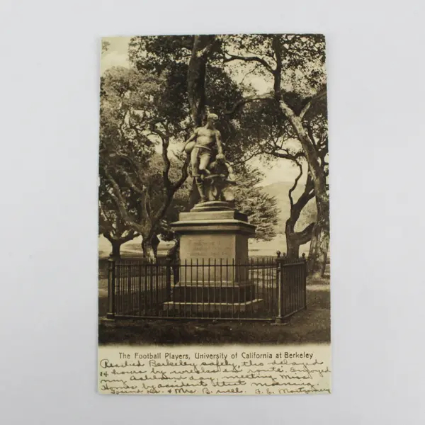 Football Players Statue University Of California Berkeley Litho Postcard 1906