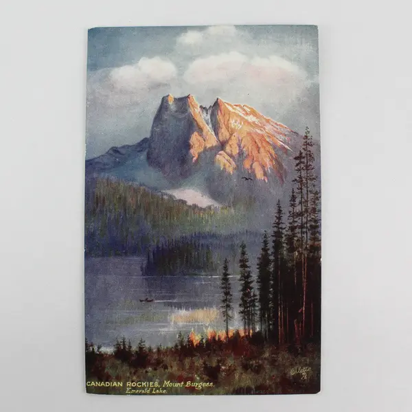 Canadian Rockies Mount Burgess Emerald Lake Painting Litho Postcard Tuck & Sons