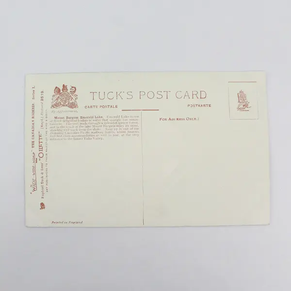 Canadian Rockies Mount Burgess Emerald Lake Painting Litho Postcard Tuck & Sons