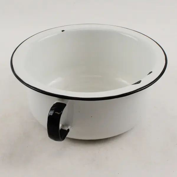 Vintage Columbian White Enamelware Chamber Pot 7" Diameter