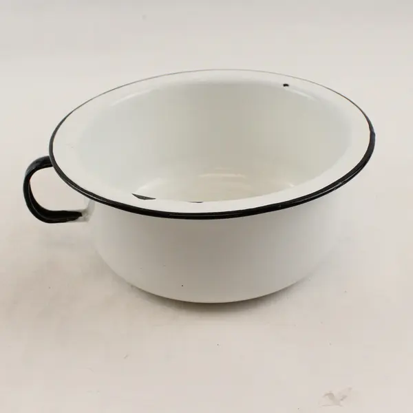 Vintage Columbian White Enamelware Chamber Pot 7" Diameter