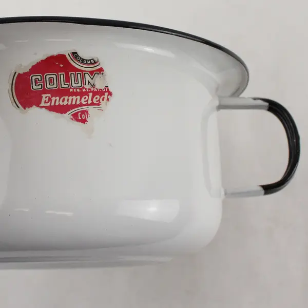 Vintage Columbian White Enamelware Chamber Pot 7" Diameter