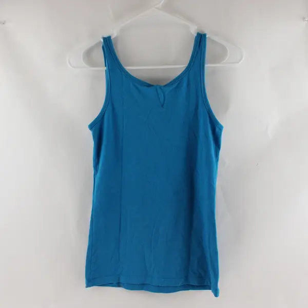 Next Level Brand Solid Blue "It's Only Love" Black Printed Tank Top Women's Sz M
