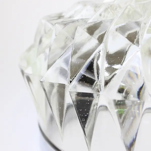 Vtg Lead Crystal Serving Bowl Deep Cut Diamond Point Silver-Plated Rim