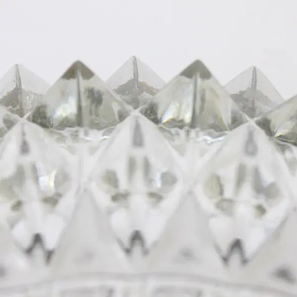 Vtg Lead Crystal Serving Bowl Deep Cut Diamond Point Silver-Plated Rim